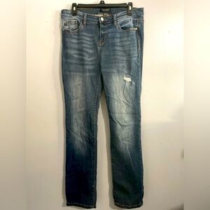 Judy Blue straight leg distressed denim jean.